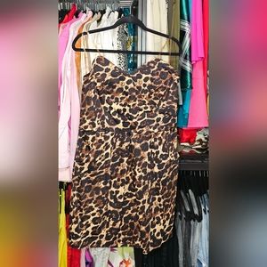 Sweetheart Cut Strapless Midi Leopard Dress